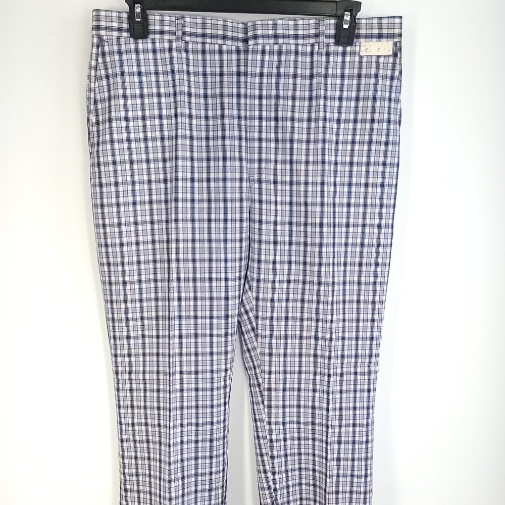 Vtg Sportswear Casual Pants Men's 38 Blue White Plaid Grandpacore Punk Ugly